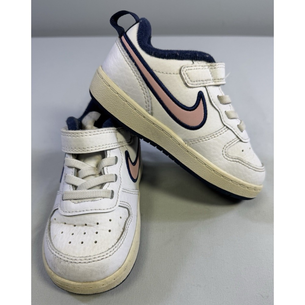 Nike Toddler Court Borough Low 2 SE1 Sneakers Size 8C White/Pink/Navy
